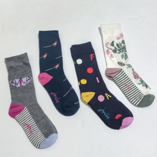 外贸出口英国皇家马球女士成人中筒袜可爱动物狗狗花卉竹棉袜子