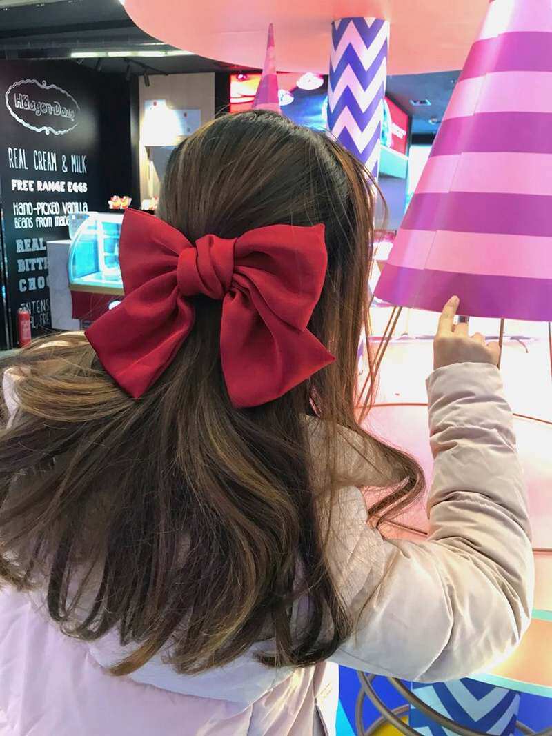 发带纯色头夹酒红色发卡发圈软妹发夹头戴大蝴蝶结头饰扎头发大红