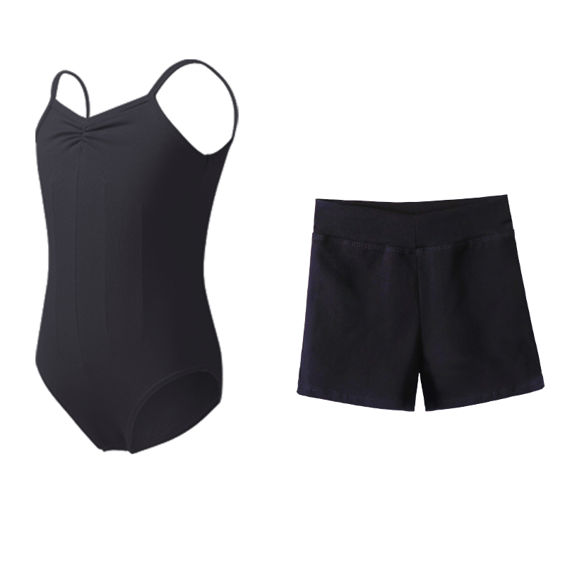 女童练功服黑色吊带棉舞蹈短裤