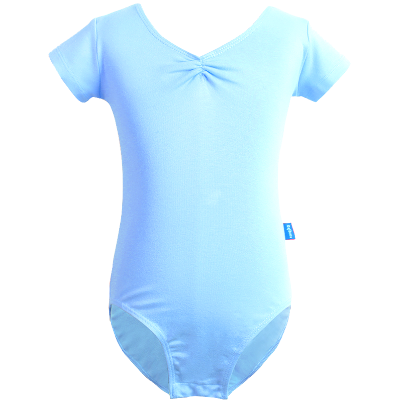 女童舞蹈考级形体练功服短袖粉蓝
