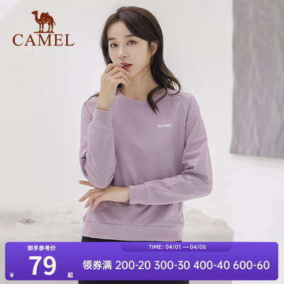 骆驼套头圆领卫衣女新款薄款情侣宽松休闲女装薄款运动服长袖上衣