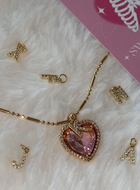 sweetbones金色爱心锆石项链定制字母项链