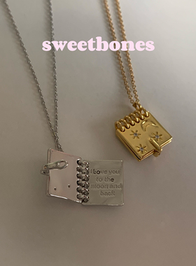 sweetbones星月镶钻相册项链 l love you to the moon and bacr