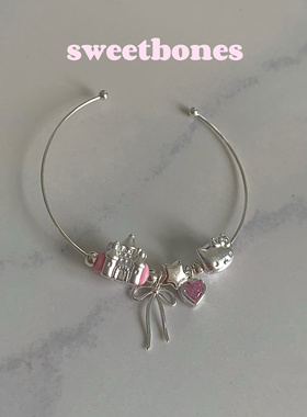 sweetbones纯银s925芭蕾少女手链手镯可爱kitty城堡爱心甜酷风ins