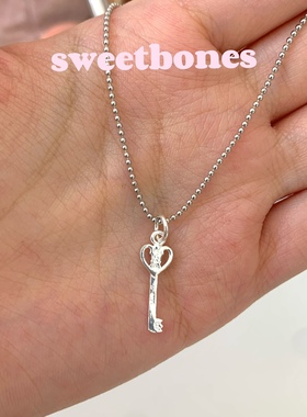 sweetbones925银通体纯银爱心钥匙圆珠手链高级感配饰吊坠轻奢