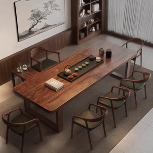 新中式现代简约南美胡桃木茶台实木茶桌2025新款高端家用泡茶桌