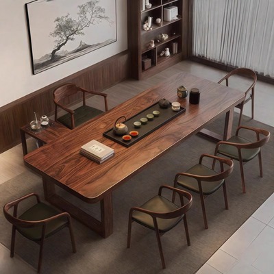 新中式现代简约南美胡桃木茶台