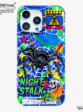 〈 黑寡妇〉IMD双层蜘蛛卡通恐怖镭射小众个性恐怖新款17promax手机壳iphone1615pro14不撞款防摔保护软壳套