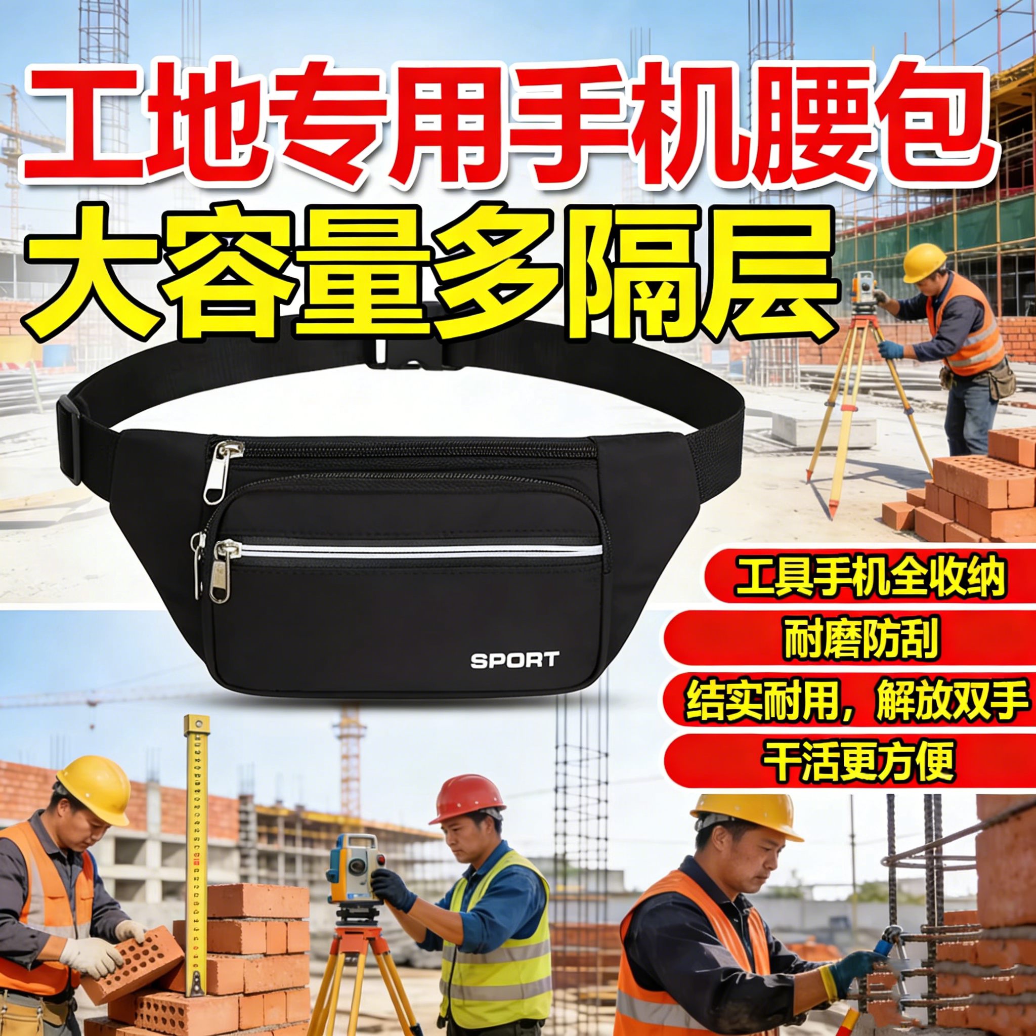 手机腰包男款工地干活升级新款型防水耐磨干活结实耐用女2026新款