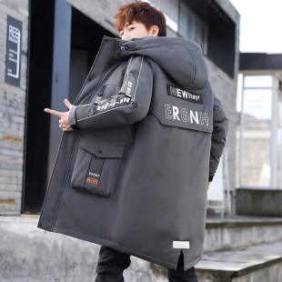 男士中长款棉衣冬季新款棉服潮男韩版派克服帅气潮流外套棉袄