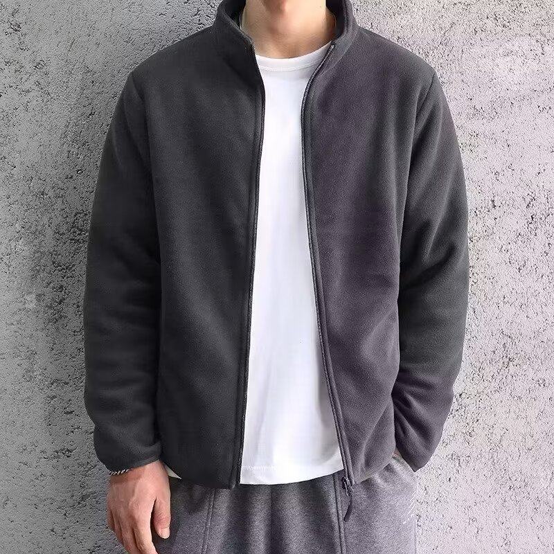 加绒加厚摇粒抓绒卫衣男春秋冬季夹克外套棉服冲锋衣内胆羊羔绒毛