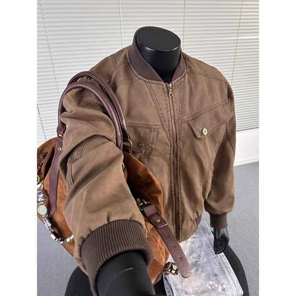 秋冬美式复古工装夹克男加厚棉服棒球服外套潮牌痞帅炸街