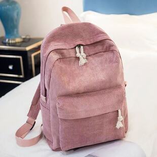 书包女韩版原宿ulzzang高中学生个性条绒学院风双肩包女背包