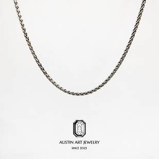 AUSTIN翱森·复古风编织项链 55cm 925银做旧风 8.5g