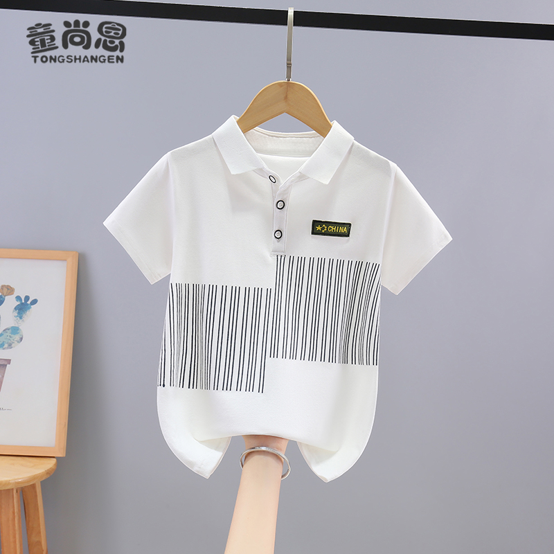男童夏季翻领条纹短袖