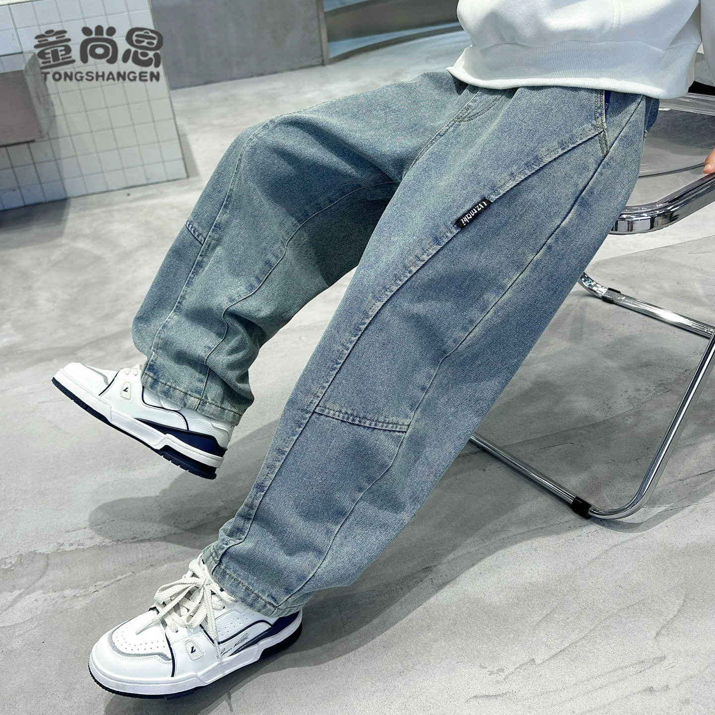 男童牛仔裤2026新款春装儿童裤子春秋大童弯刀裤秋冬加绒宽松男孩,童装/婴儿装/亲子装,裤子,淘宝优惠券,粉丝福利购,淘宝优惠卷