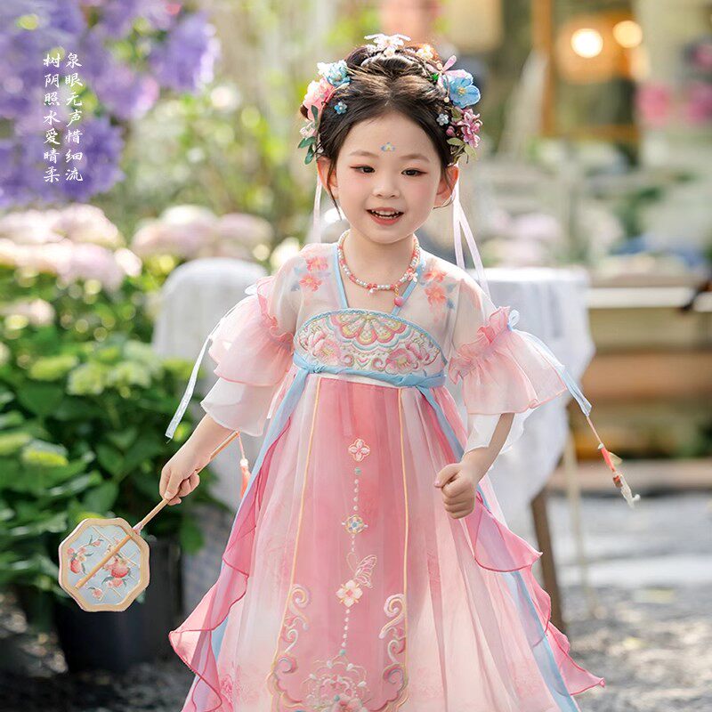 汉服女童夏季2025新款儿童古风超仙公主唐装女孩古装中国风连衣裙