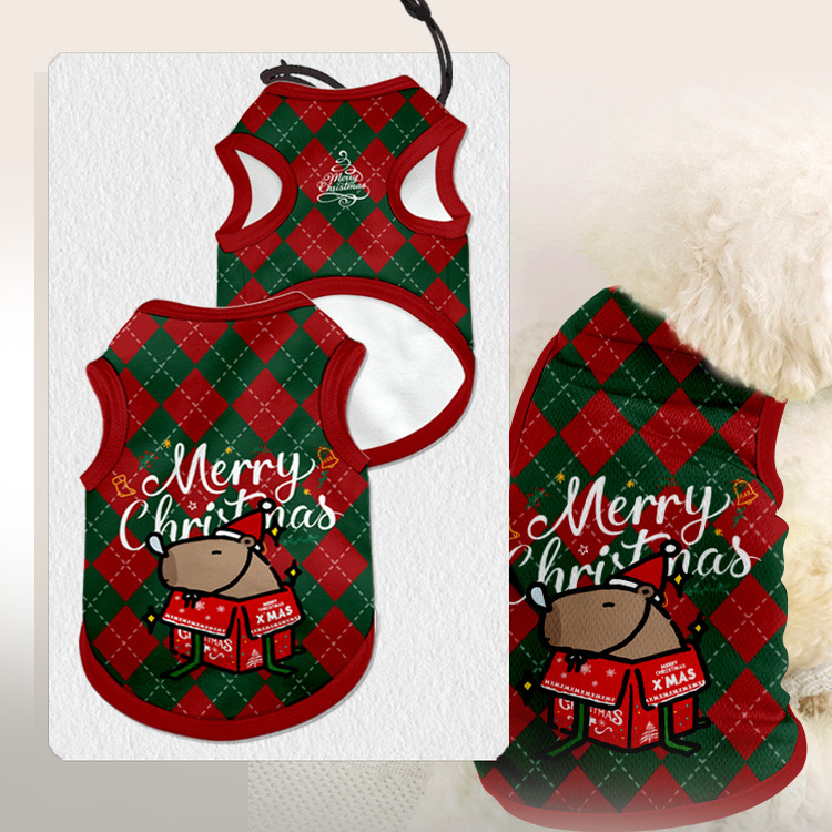 卡皮巴拉水豚君圣诞宠物背心防掉