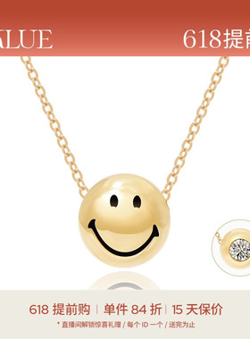KKLUExSMILEY K金笑脸钻石项链女双面设计k金锁骨链