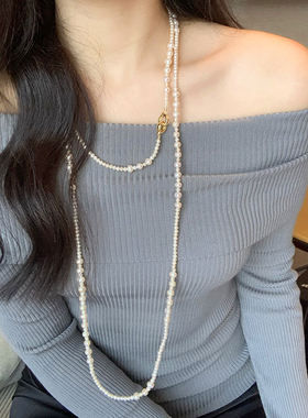 小立交安可小姐淡水珍珠毛衣链