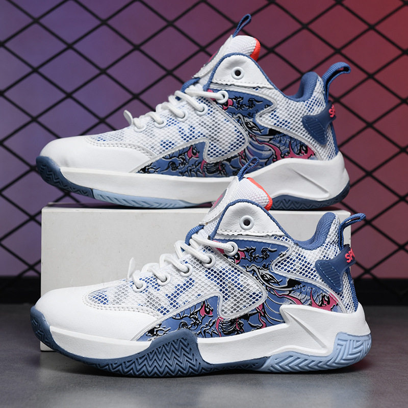 夏季新款网面亲子款青少年儿童篮球鞋中学生场地运动实战运动鞋
