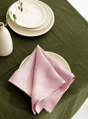 北欧风纯色高级感亚麻餐巾32X44CM餐垫厨房擦手巾方形隔热垫定制