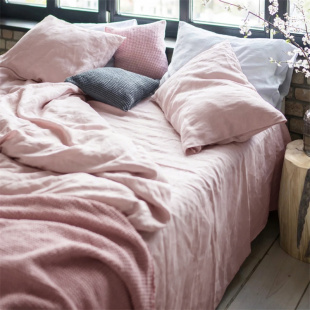 秋冬新款 纯色亚麻四件套床上用品亲肤双人床床单被套抑菌床笠定制