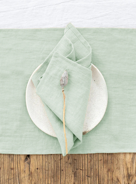 100%亚麻餐巾高级感折花布32x44CM简约纯色西餐垫45X45CM定制尺寸