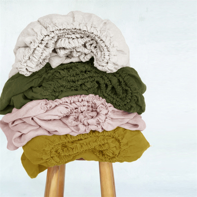 轻奢高级感天然纯亚麻120*200cm纯色床笠180*200cm床罩三件套定制