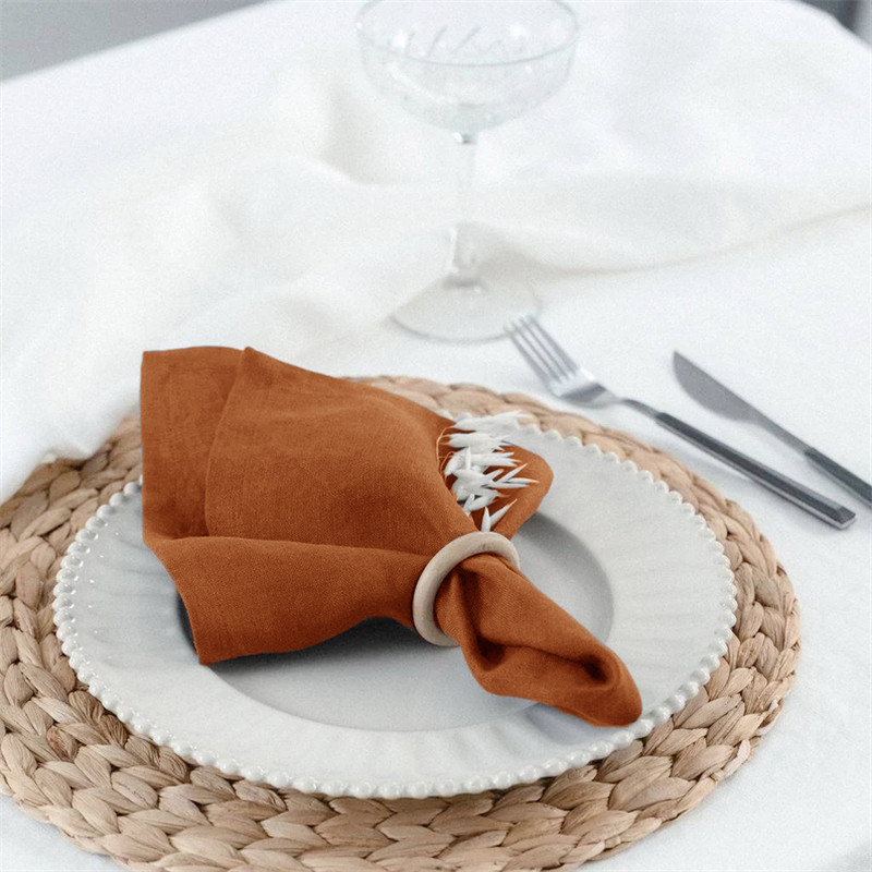 100%亚麻布艺纯色餐巾长方形擦口布32x44cm餐垫45x45cm酒店折花布