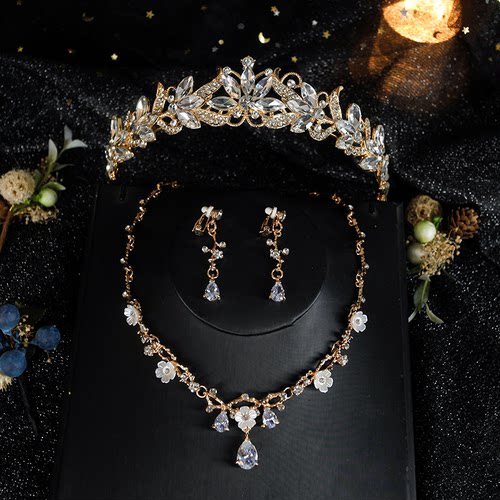 小朋友生日皇冠儿童公主发饰女童发箍王冠幼儿园61儿童节项链套装