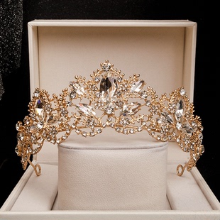 轻奢皇冠儿童头饰公主女童发夹节日生日水晶王冠演出钢琴发饰发箍