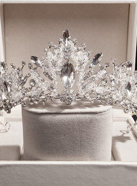 皇冠头饰儿童生日公主紫色女童发箍演出走秀王冠女孩水晶韩版发饰