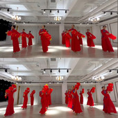 祖国你好舞蹈服装 灯笼舞演出服开场舞大摆裙广场舞古典喜庆秧歌服