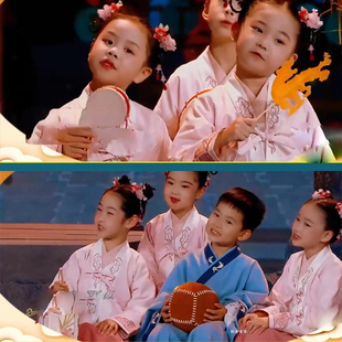 古韵迎新春元旦儿童古诗朗诵汉服演出服装春晚开场舞表演服中国风