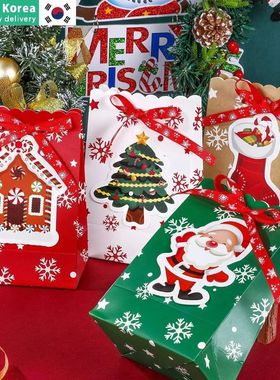 4PCS Christmas Kraft Paper Bags Snowflake Craft Gift Bag Fes