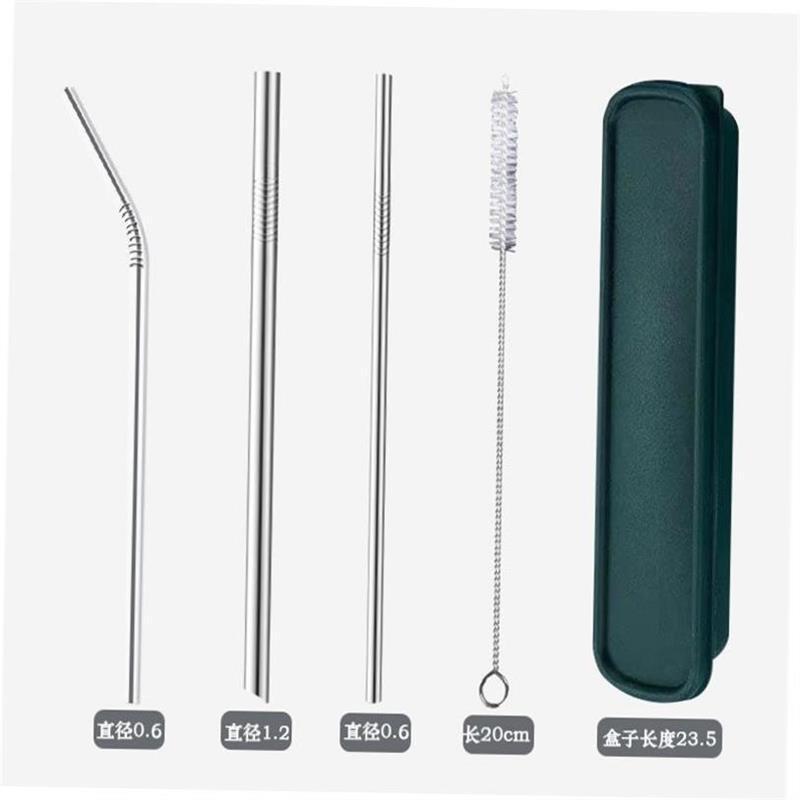8 pcs metal drinking straw reusable straws  cleaner brush
