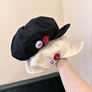 薄款纯棉八角帽女出街休闲个性彩色毛毡软檐画家帽潮贝雷帽显脸小