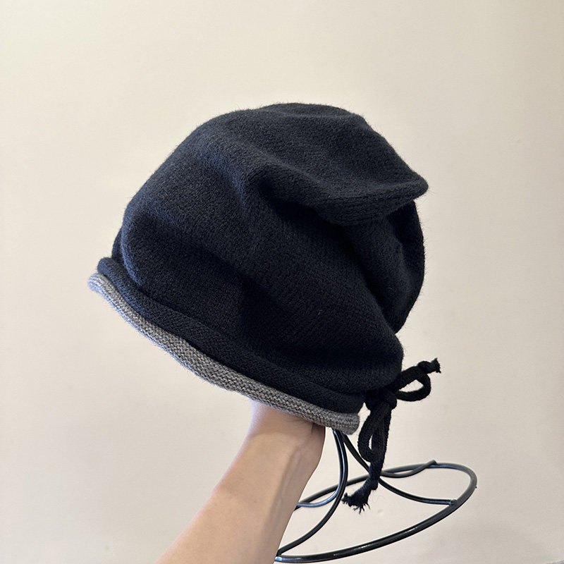 韩国秋冬抽绳卷边堆堆针织帽女街头简约保暖大头显脸小毛线帽冷帽,服饰配件/皮带/帽子/围巾,帽子,淘宝优惠券,粉丝福利购,淘宝优惠卷