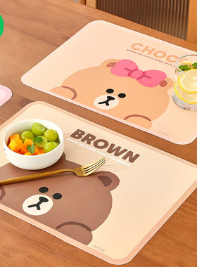 LINE FRIENDS餐垫家用高级感隔热垫防烫餐桌垫杯垫轻奢方形垫子