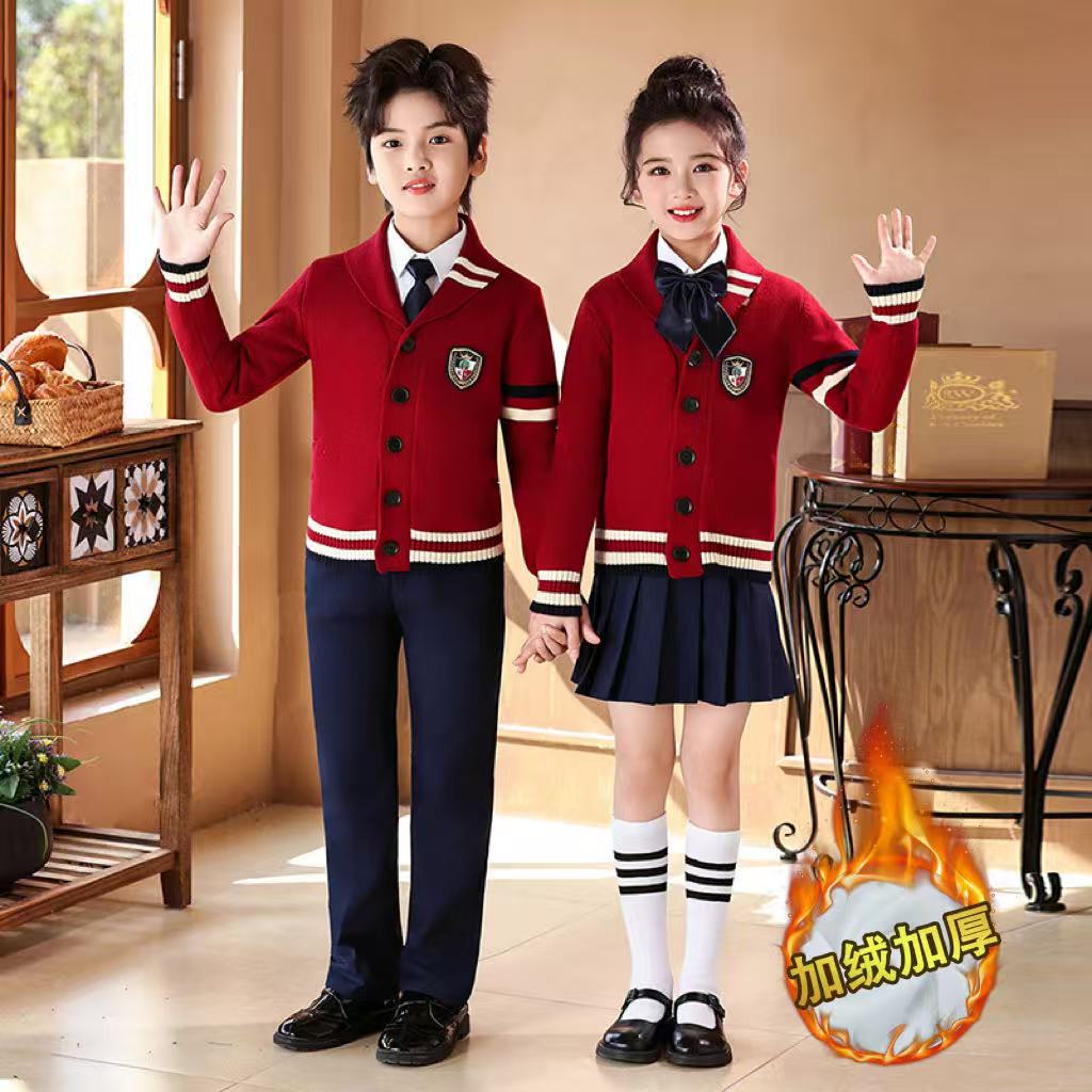 儿童大合唱演出服中小学生校服爱国诗歌朗诵运动会学院风班服加绒