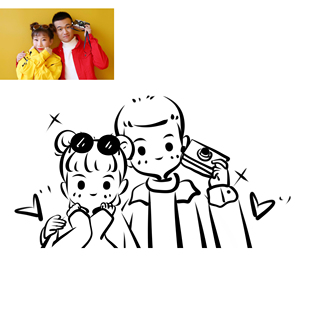 手绘微信情侣头像定制黑白简笔画卡通Q版照片人物漫画形象设计