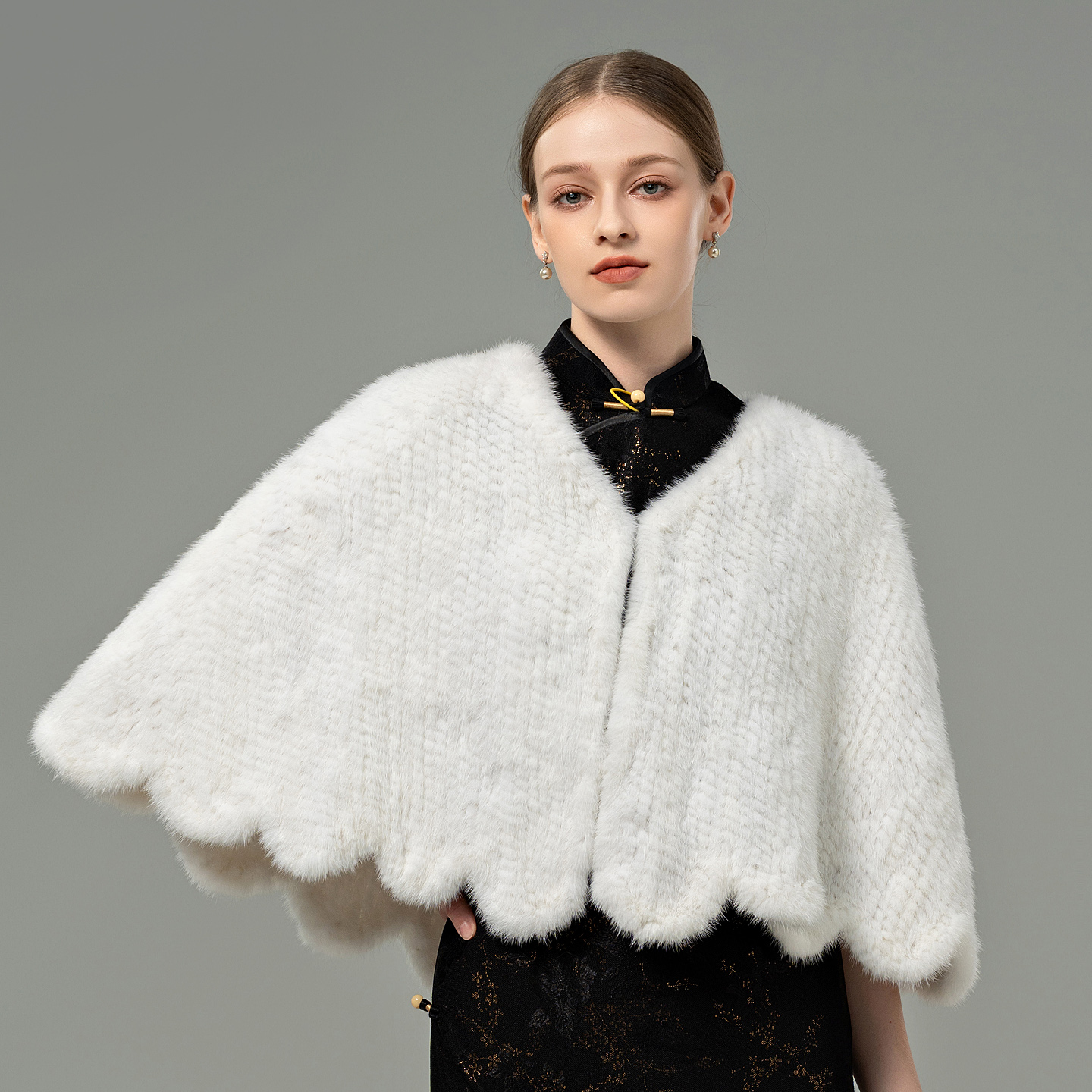 水貂毛披肩冬季时尚保暖皮草斗篷