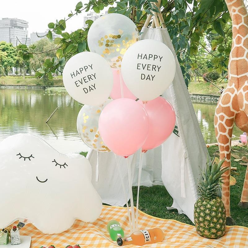 野餐气球装饰儿童宝宝生日布置场景派对用品周岁ins七夕户外气球