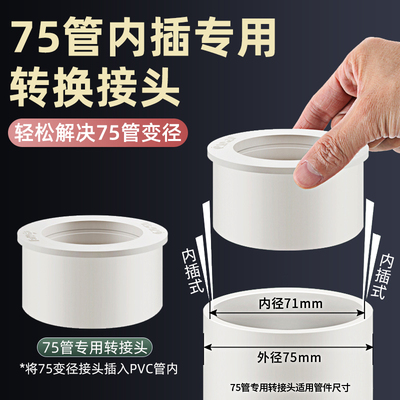 PVC75转50接头内插直接厨房下水管变径转接头排水管补芯配件大全