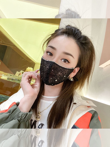 叁人党口罩蕾丝直播道具面纱