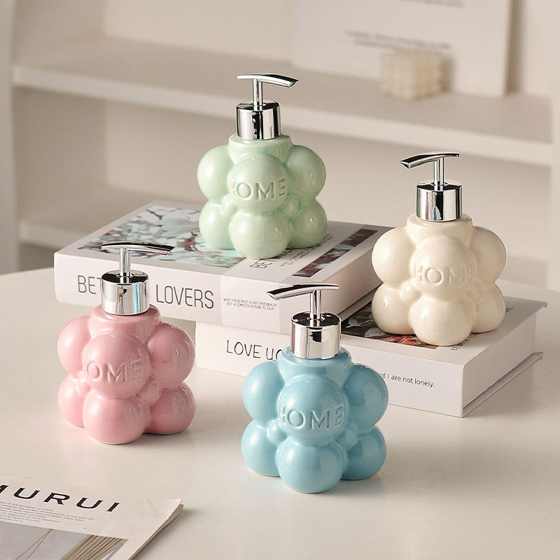 陶瓷按压瓶卫生间沐浴露空瓶可爱高颜值多巴胺家居装饰乳液分装瓶,家居饰品,家饰软装搭配套装,淘宝优惠券,粉丝福利购,淘宝优惠卷