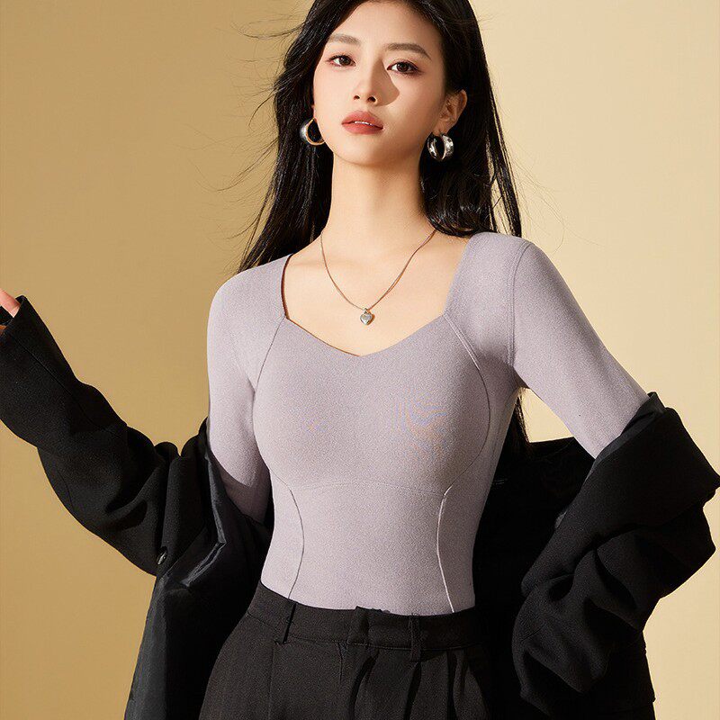 石墨烯发热保暖内衣女带胸垫8867冬季塑身显瘦打底衫内搭上衣秋衣