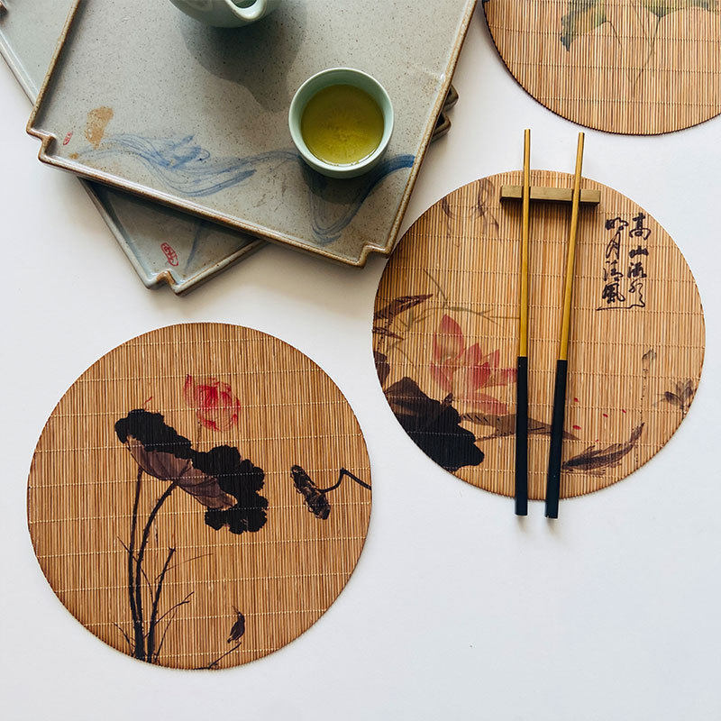 竹编茶垫竹制茶席中式细
