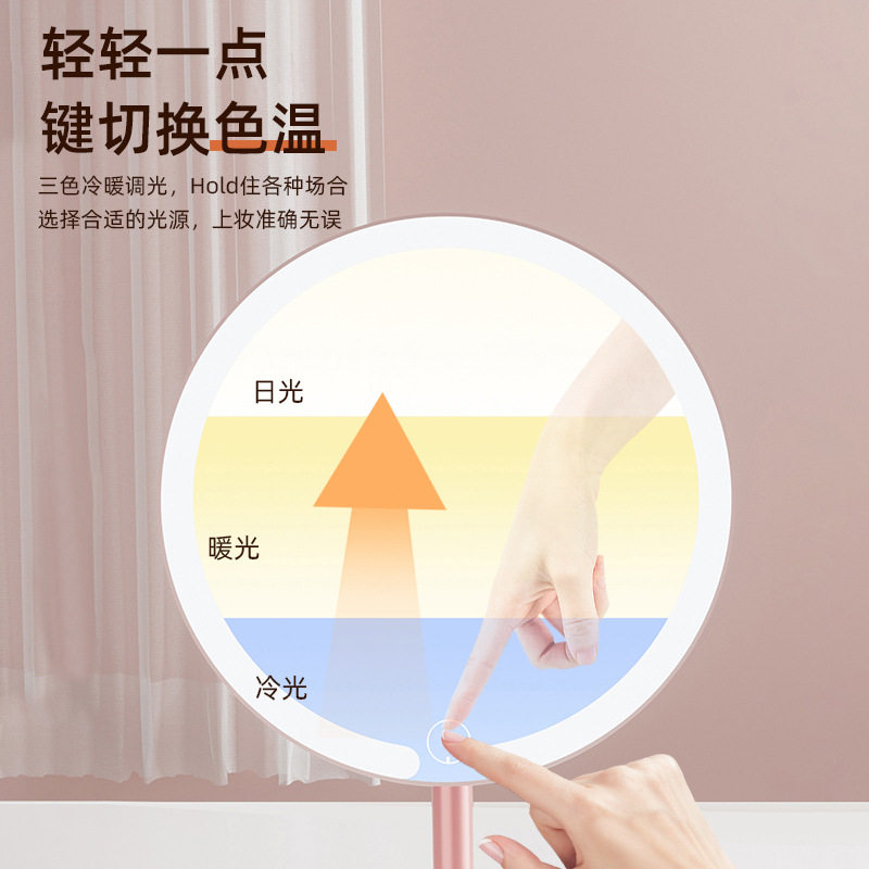化妆镜带灯家用led镜子学
